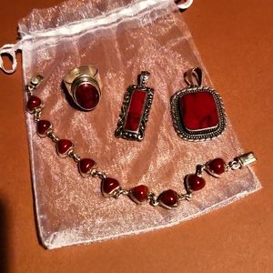 Red Jasper sterling silver jewelry set